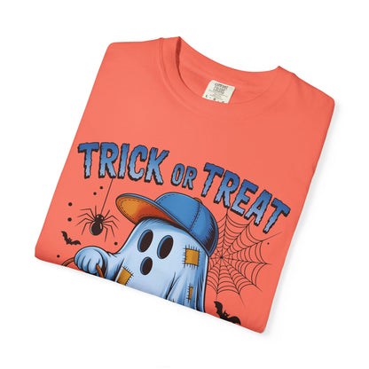 Halloween Ghost T-Shirt, Unisex Garment-Dyed Tee, Trick or Treat Shirt, Spooky Season Apparel, Fun Halloween Outfit