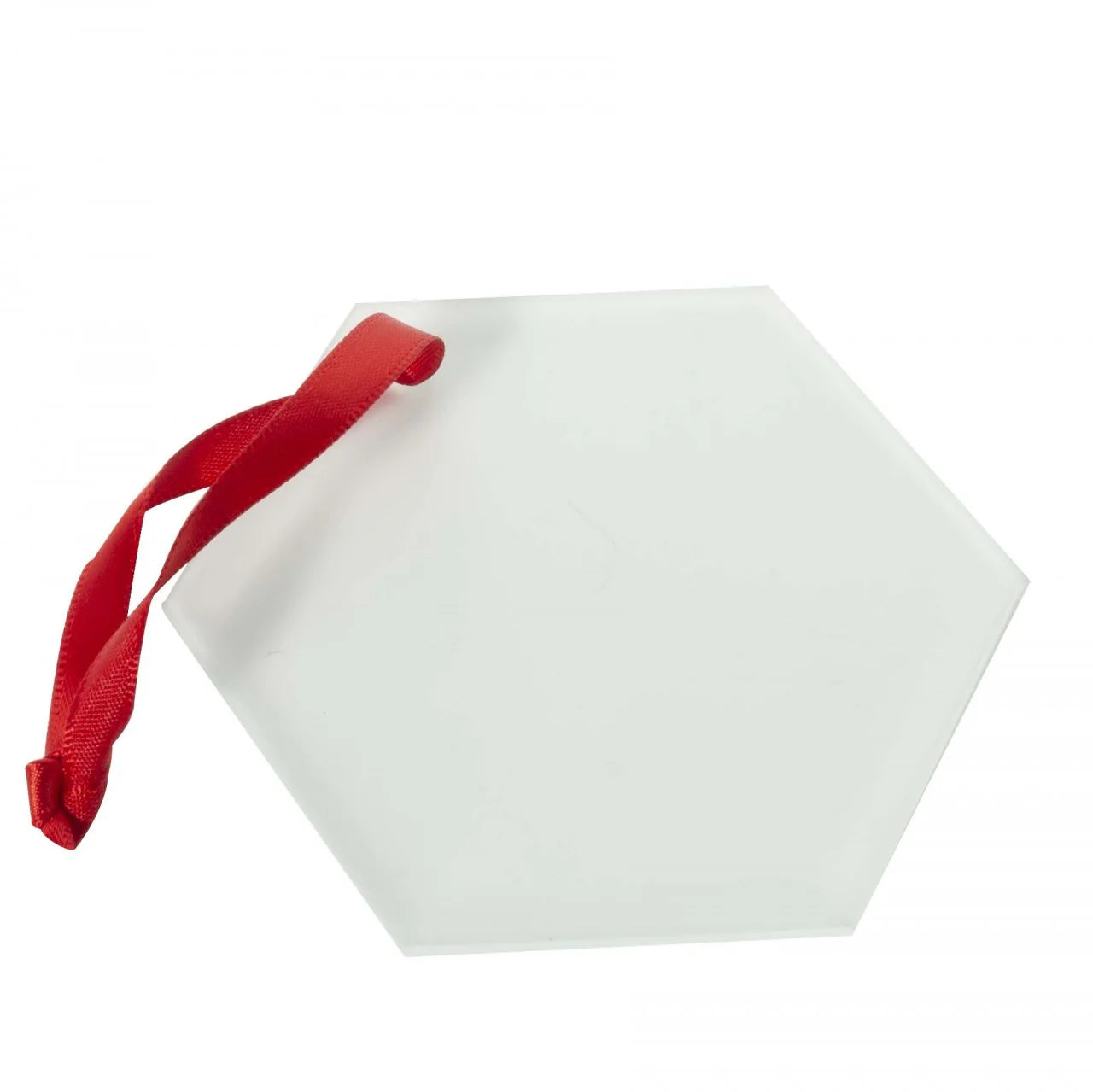 Personalised Glass Christmas Tree Decorations – Hexagon, Square, Round & Heart Ornaments | Red Ribbon
