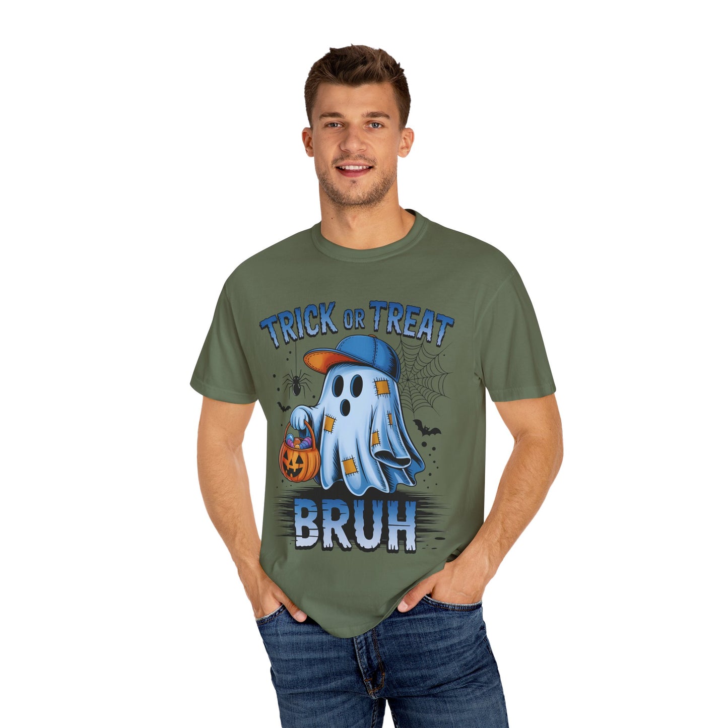 Halloween Ghost T-Shirt, Unisex Garment-Dyed Tee, Trick or Treat Shirt, Spooky Season Apparel, Fun Halloween Outfit
