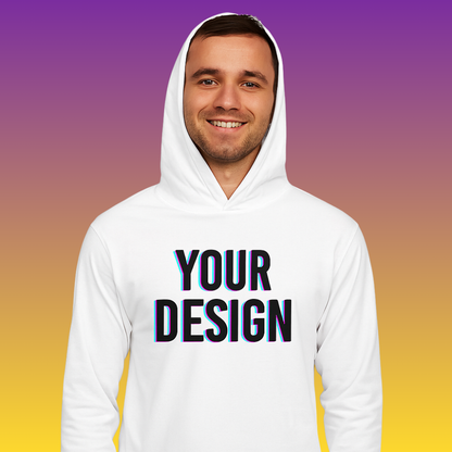 Personalised Unisex Adult Long Sleeve Hoodie T-Shirt – Custom Printed Lightweight Pullover with Full-Colour Design