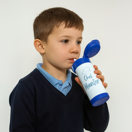 Personalised 12oz Kids’ Water Bottle – Custom Stainless Steel Insulated Bottle with Straw Lid & Non-Slip Silicone Base – School & Sports Flask