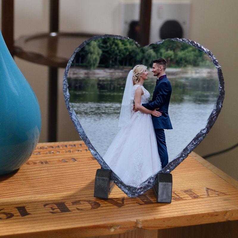 Custom Heart-Shaped Photo Slate – Personalized Keepsake Plaque
