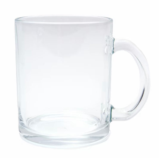 Personalised 11oz Glass Mug – Custom Printed Clear Glass Mug – Full-Colour Design for Gifts, Branding & More