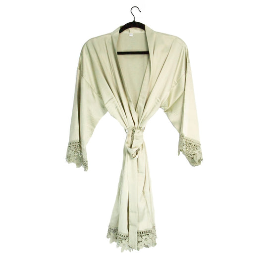Personalised Bath Robe – Custom Printed Wedding Robe / Special Occasion Attire – Soft Silky Fabric in Blush Pink, Sage Green & White