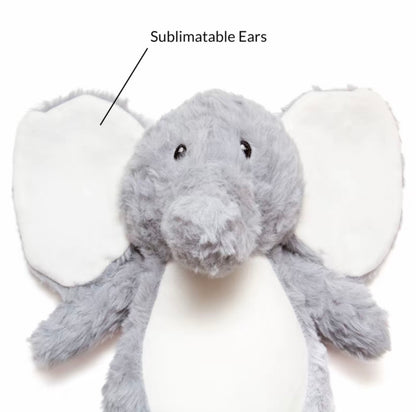 Personalised Elephant Plush Toy – Custom Printed Belly – Grey – CE & UK Certified