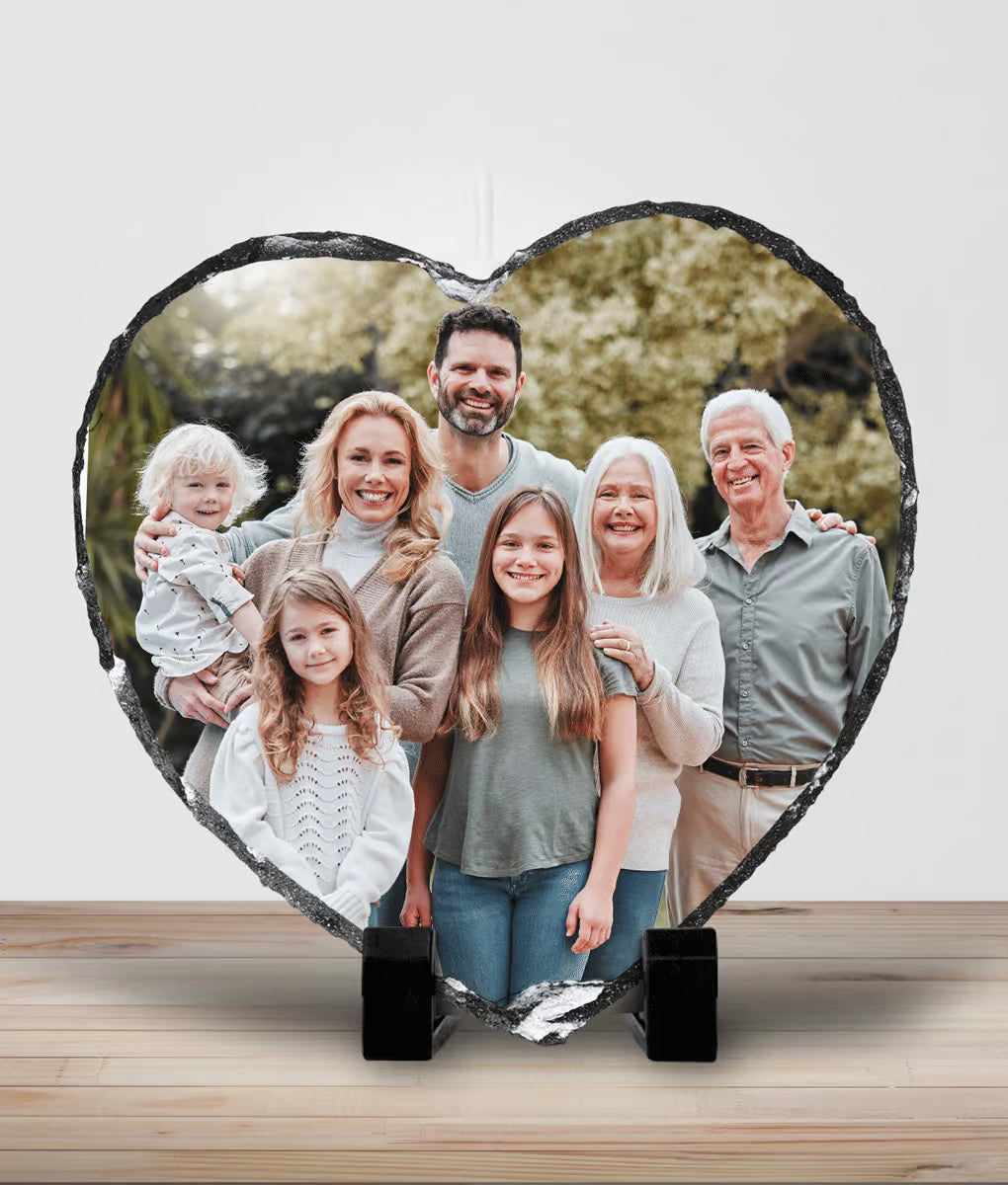 Custom Heart-Shaped Photo Slate – Personalized Keepsake Plaque