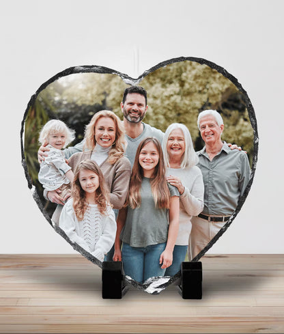Custom Heart-Shaped Photo Slate – Personalized Keepsake Plaque