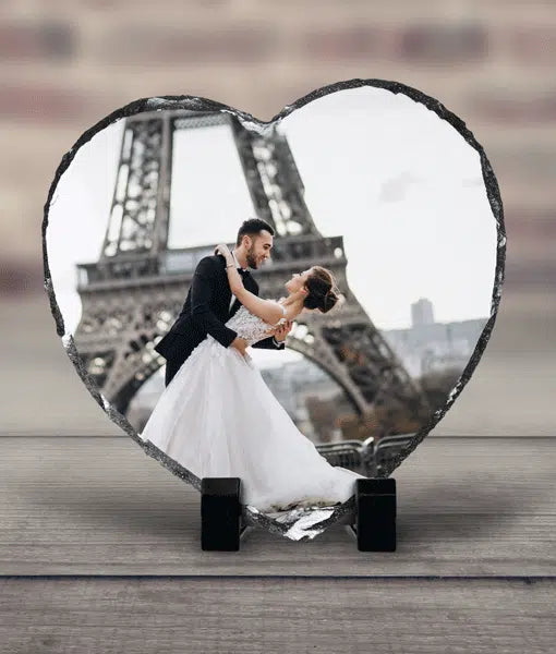 Custom Heart-Shaped Photo Slate – Personalized Keepsake Plaque