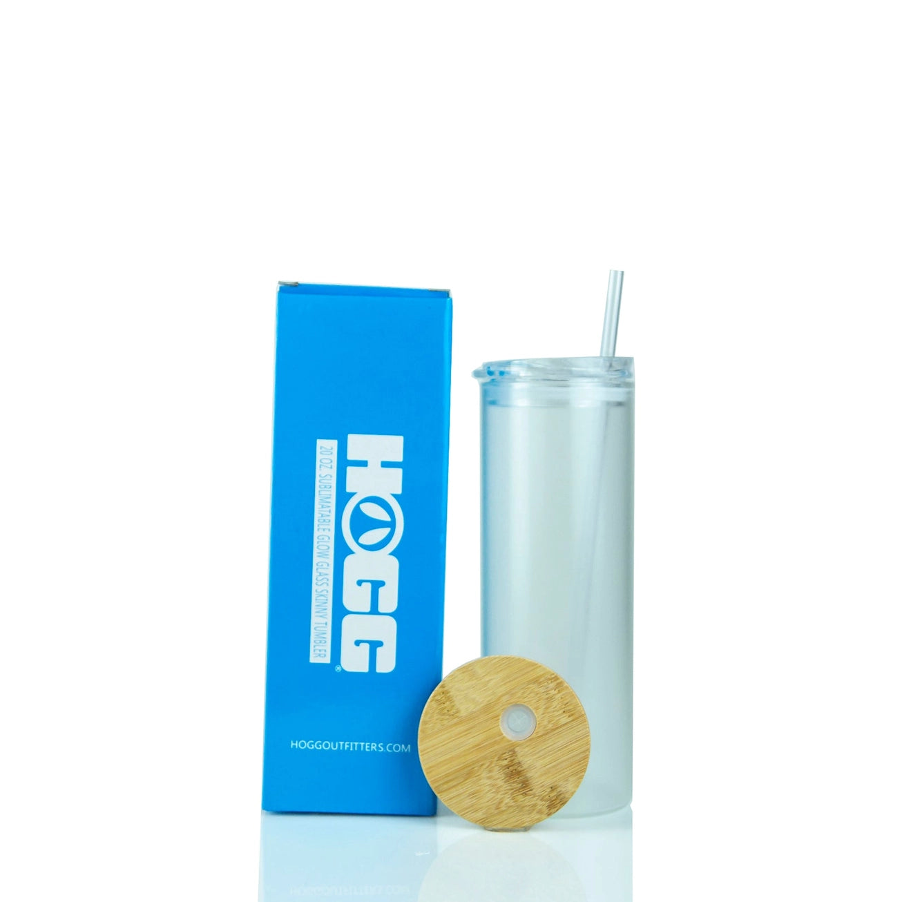 20oz Personalised Glow in the Dark Skinny Glass Tumbler – Blue, Yellow & Green | Custom Drinkware