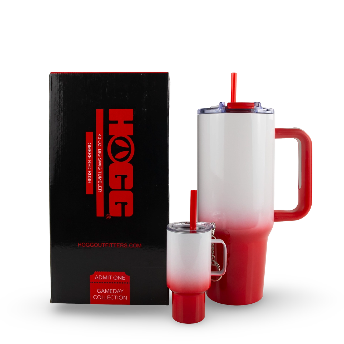 Custom 40oz Big Swig Ombre Tumbler with Handle, Matching Straw, Lockable Flip-Sip Screw-On Lid + Personalised Mini Tumbler Keychain Set – Stainless Steel, Insulated, Non-Spill, Non-Slip