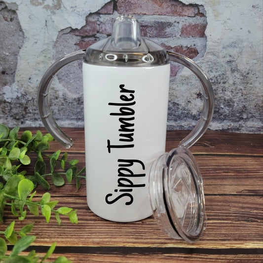 Personalised 12oz 2-in-1 Sippy Cup – Custom Printed Stainless Steel Cup with Sippy Lid, Slider Lid & Straw – Kids & Toddler Gift