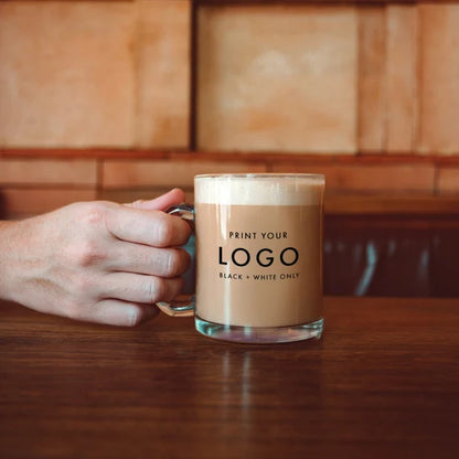 Personalised 11oz Glass Mug – Custom Printed Clear Glass Mug – Full-Colour Design for Gifts, Branding & More