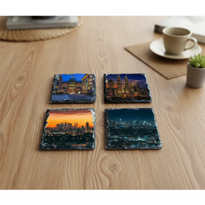 Custom Square Slate Mug Coaster  Set Of 4 – Personalized 9 × 9 cm