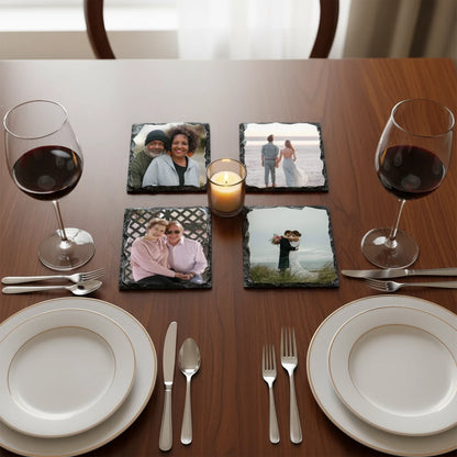 Custom Square Slate Mug Coaster  Set Of 4 – Personalized 9 × 9 cm