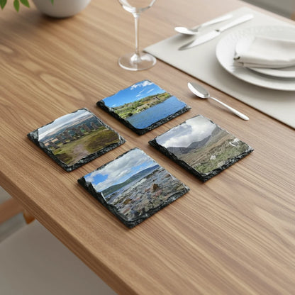 Custom Square Slate Mug Coaster  Set Of 4 – Personalized 9 × 9 cm